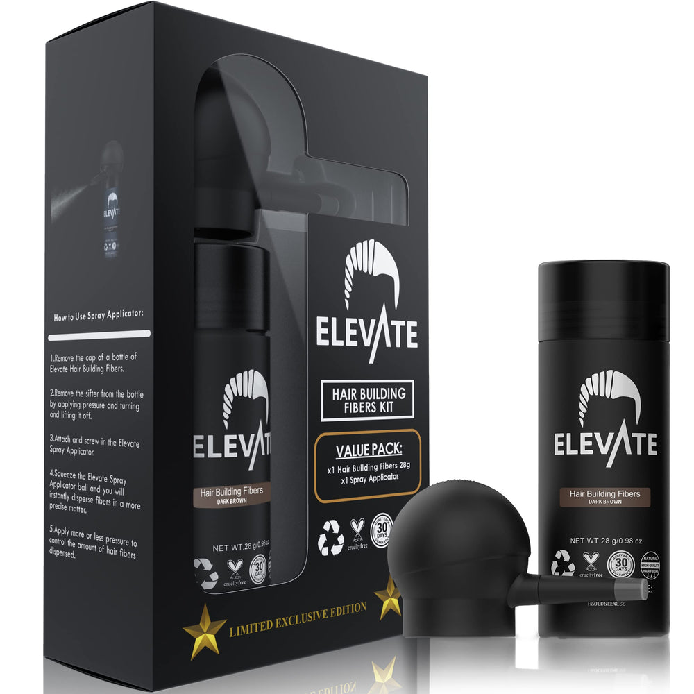 Elevate Hair Perfecting 2-in-1 Kit fibers close-up for natural thinning-area coverage.