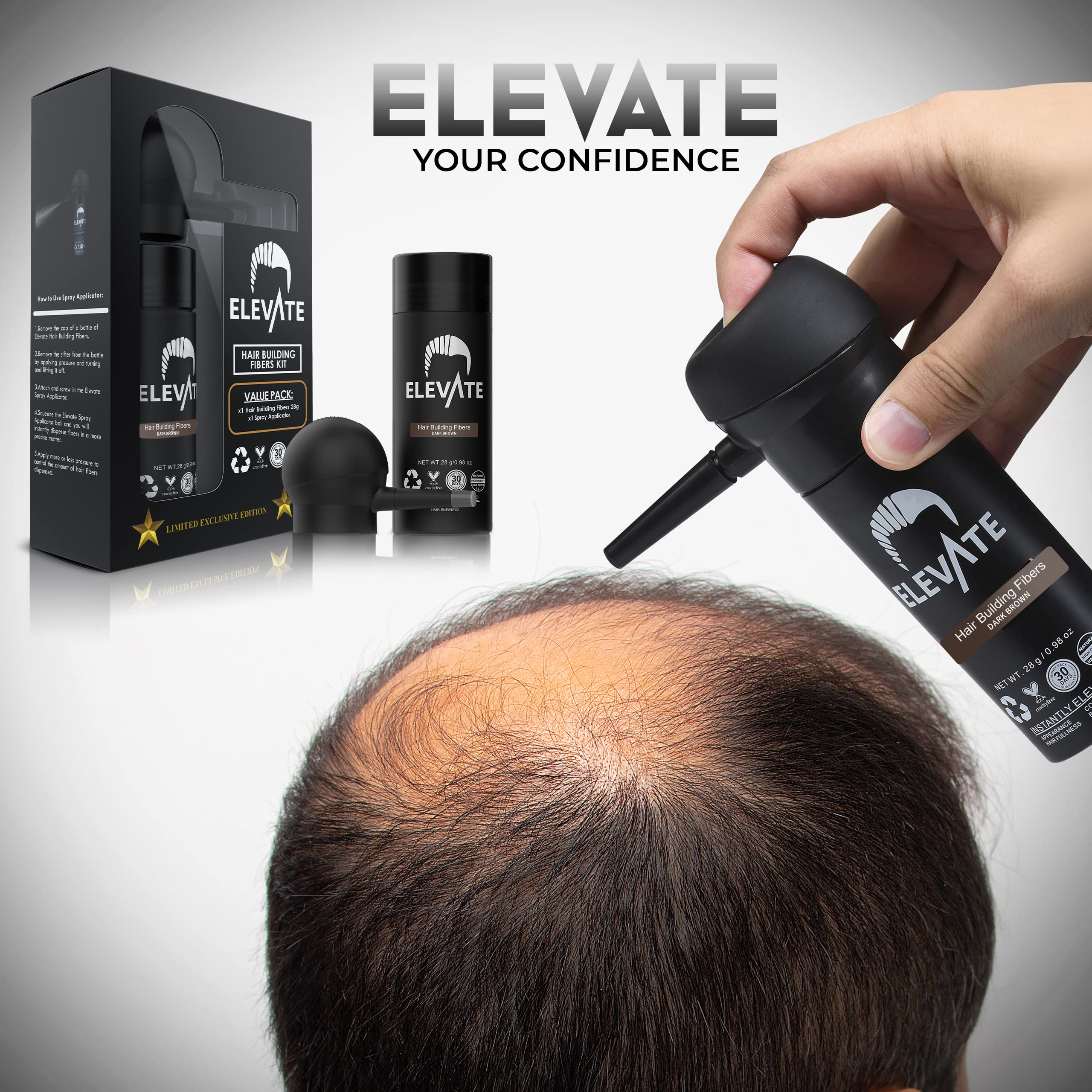 Elevate Hair Perfecting 2-in-1 Kit hairline coverage close-up showing seamless blend.