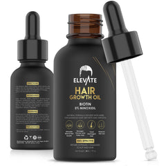 Elevate Hair Regrowth 5% Minoxidil bottle supports scalp nourishment for fuller-looking hair.