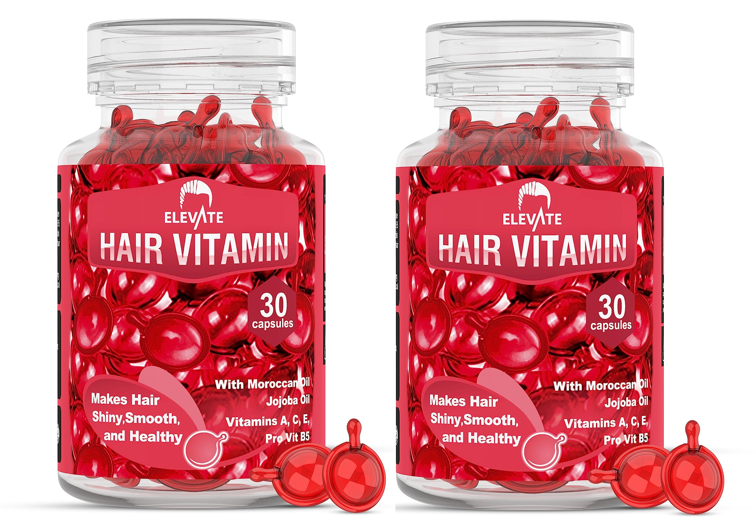 Elevate hair serum capsules bottle pour for smooth, frizz-free hair