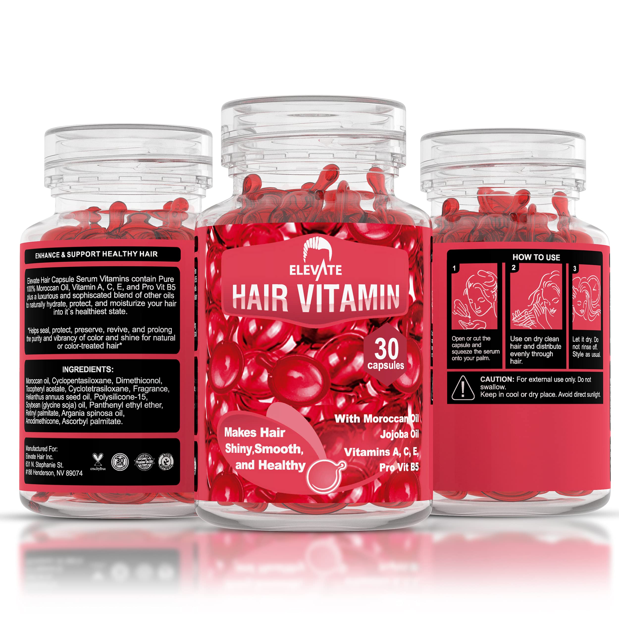 Elevate hair serum capsules closeup texture shows rich conditioning