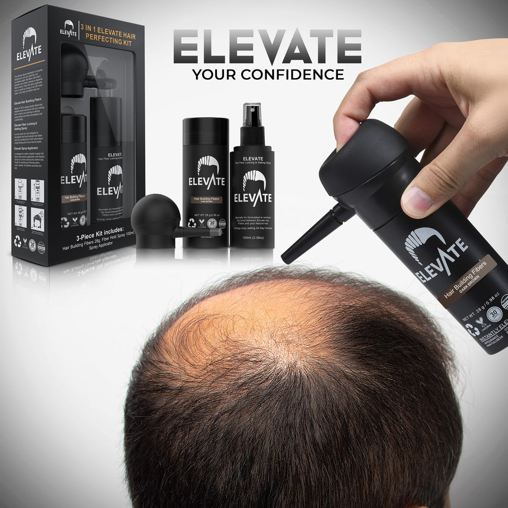 Elevate natural keratin fibers add density for a natural finish