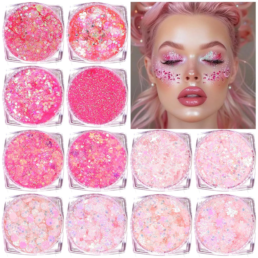 Elevave hexagon pink glitter for festival makeup and lasting sparkle
