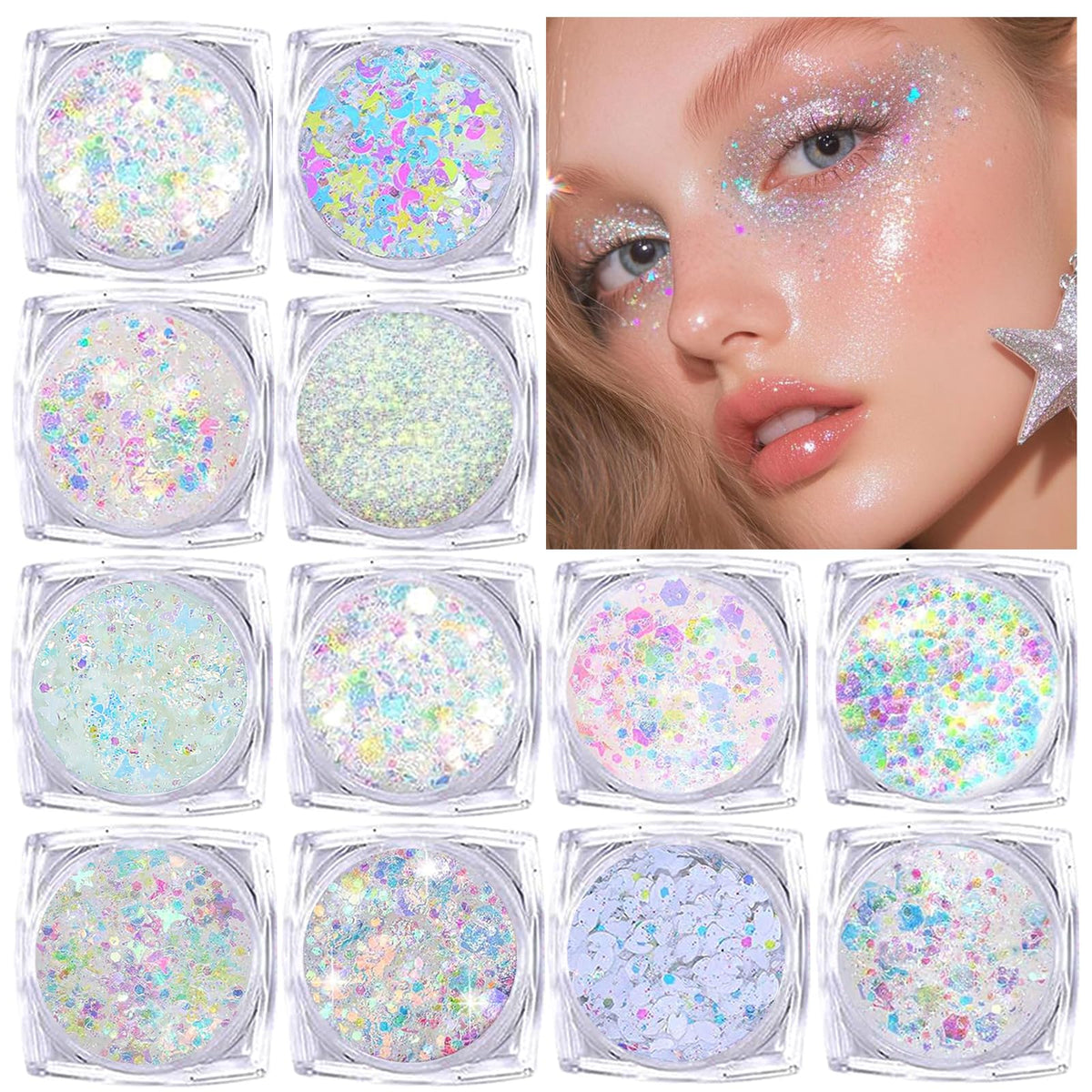 Elevave hexagon glitter on skin for a sparkling festival look