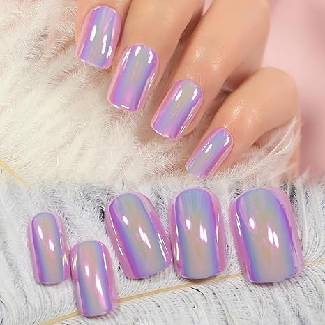 Elevenail glossy color chameleon pink purple nails for day-to-night shimmer