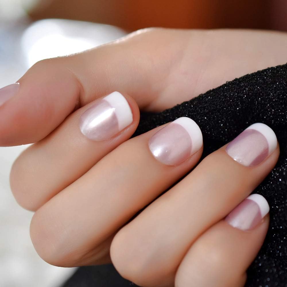 Elevenail squoval press on nails in medium length close up