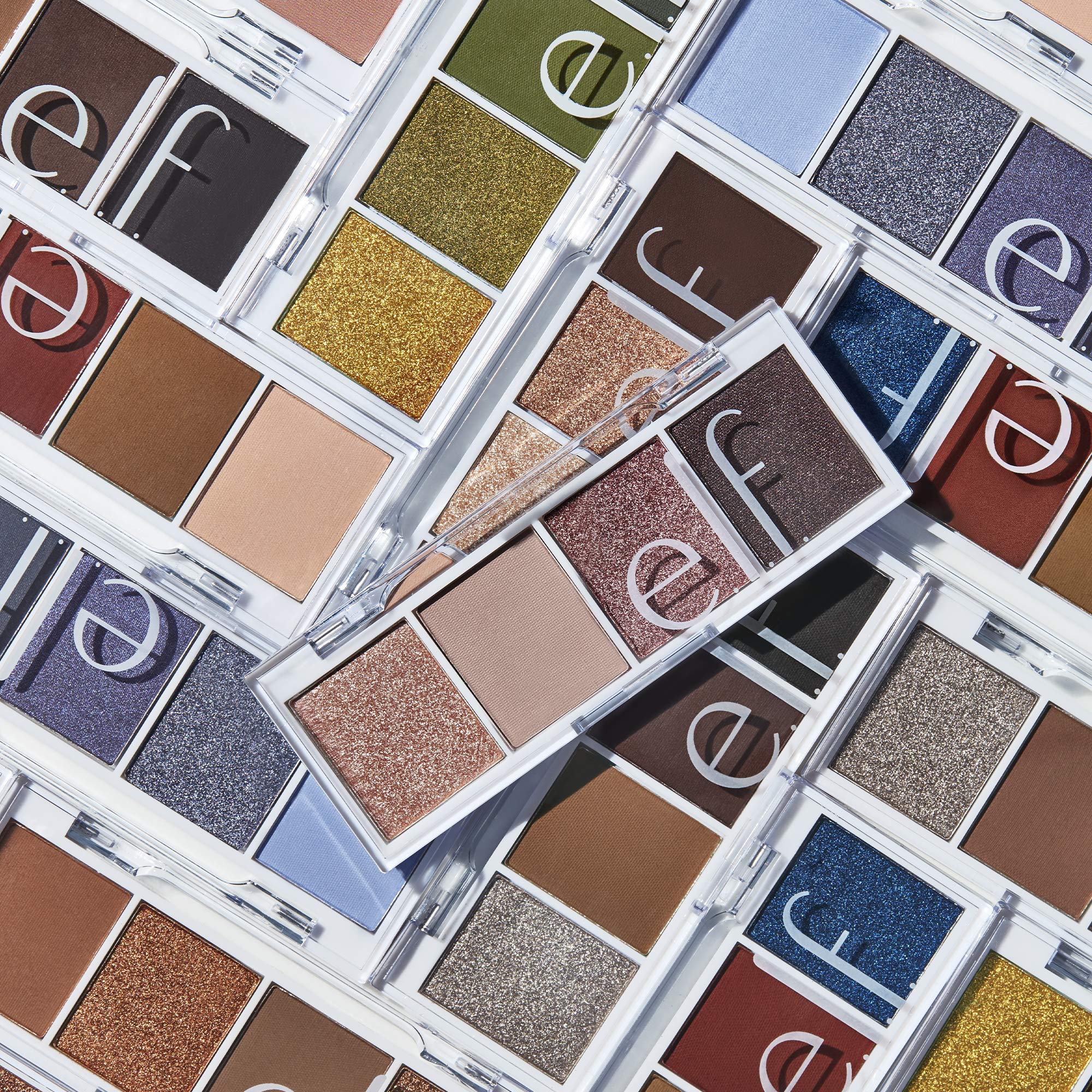 e.l.f. Bite-Size Eyeshadows compact open layout shows eight shades in one place.