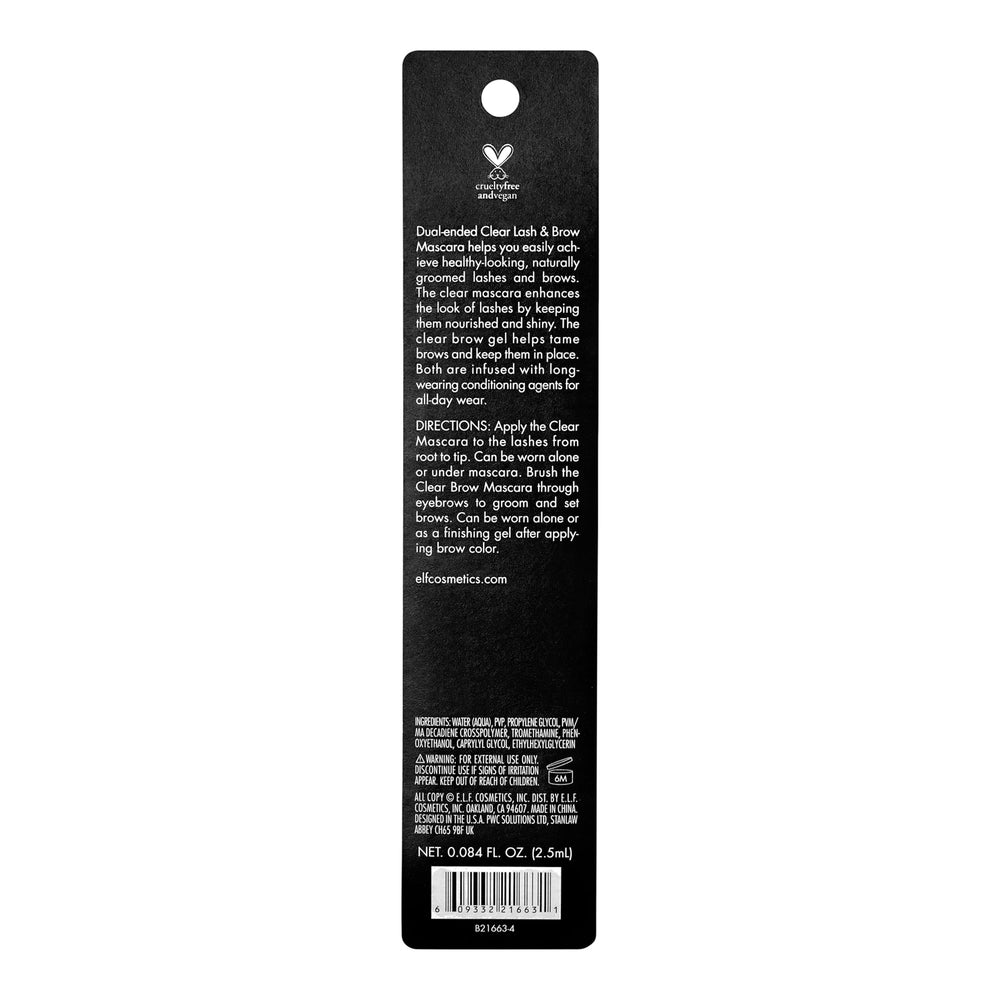 Elf dual-ended brush used on brows and lashes for grooming.