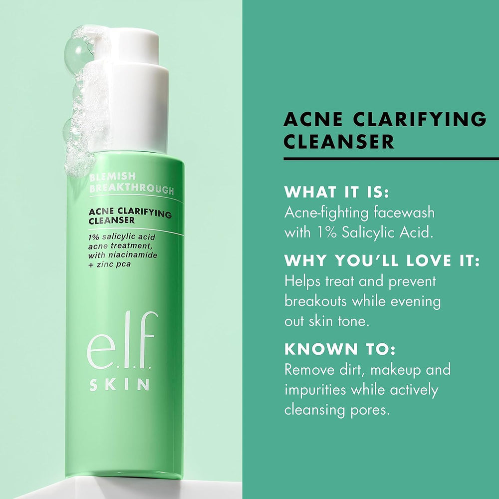 e.l.f. SKIN Blemish Breakthrough vegan cruelty-free badge with product.