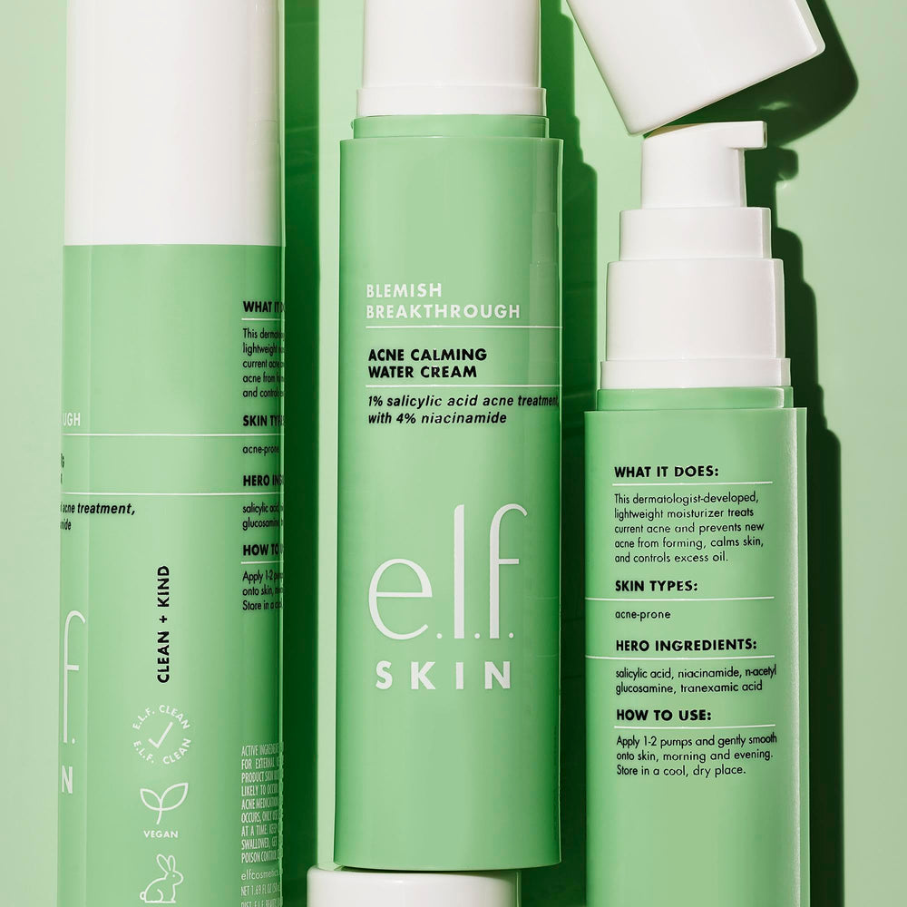 Applying e.l.f. Water Cream on skin to calm oil and shine.