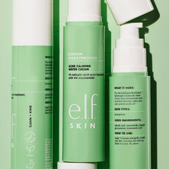Applying e.l.f. Water Cream on skin to calm oil and shine.