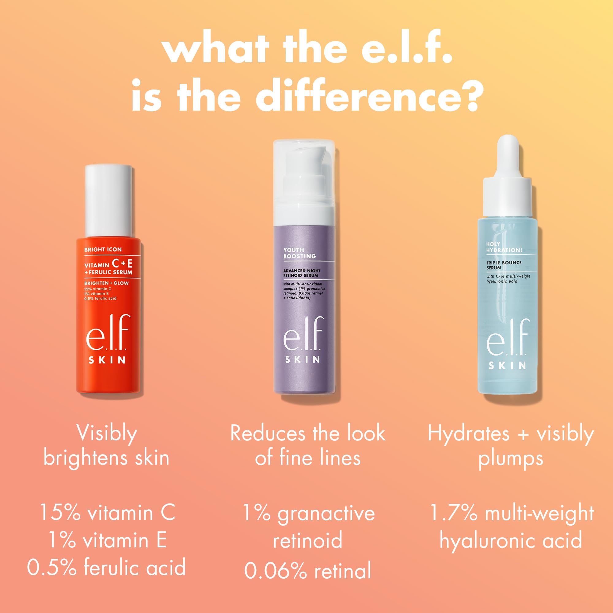 e.l.f. SKIN Bright Icon serum glow on a hydrated, refreshed complexion.