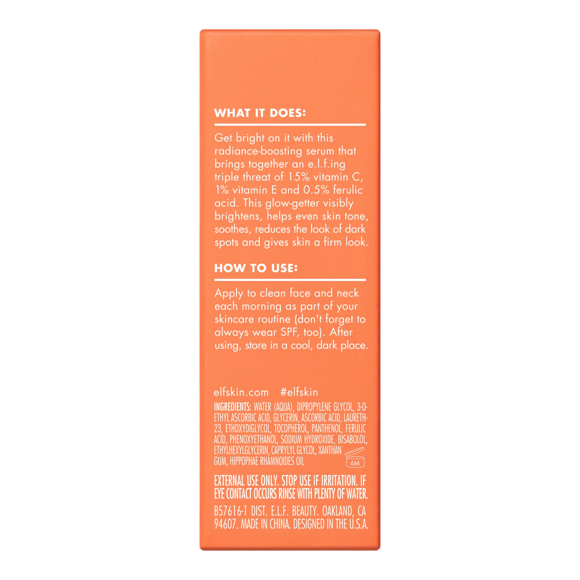 e.l.f. SKIN Bright Icon serum vegan cruelty-free badge visible on packaging.