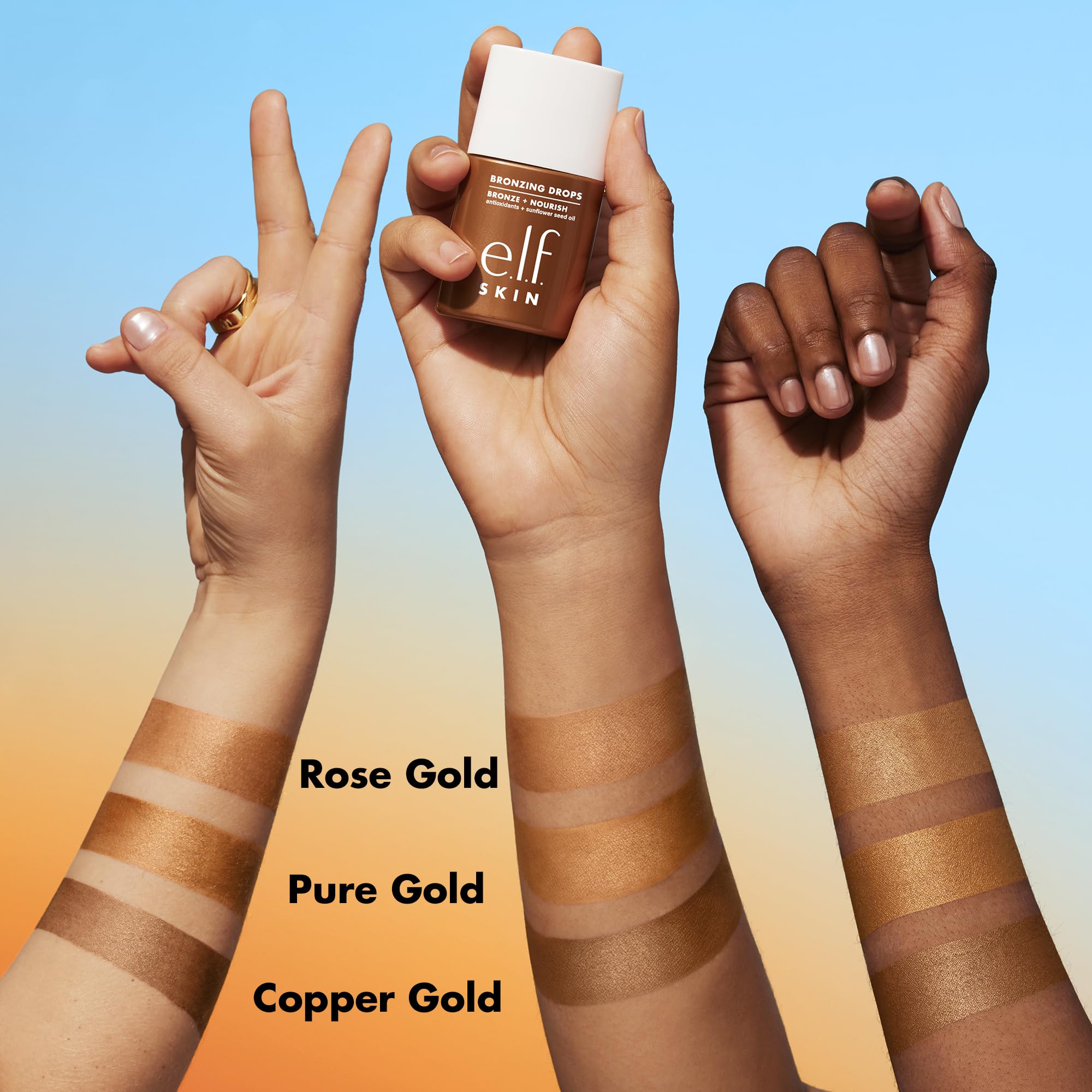 e.l.f. SKIN Bronzing Drops Mini mixed with moisturizer for even radiance