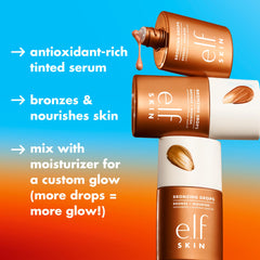 e.l.f. SKIN Bronzing Drops Mini swirl blended with moisturizer for glow