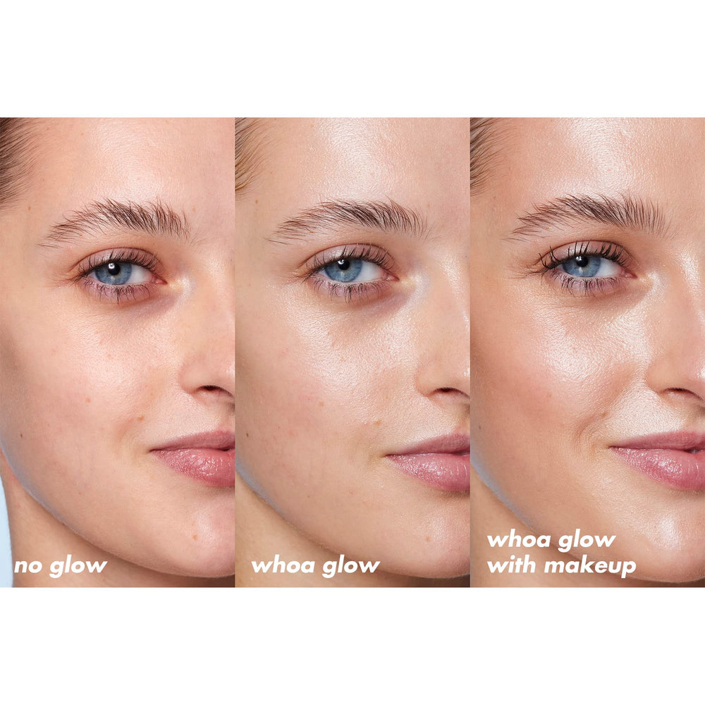 Gel texture of elf Suntouchable Glow SPF 30 with peach shimmer visible