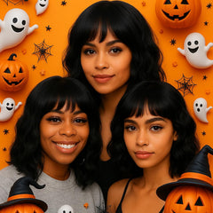 Elfairy pre-styled black curls wig, 12in saves time on styling.