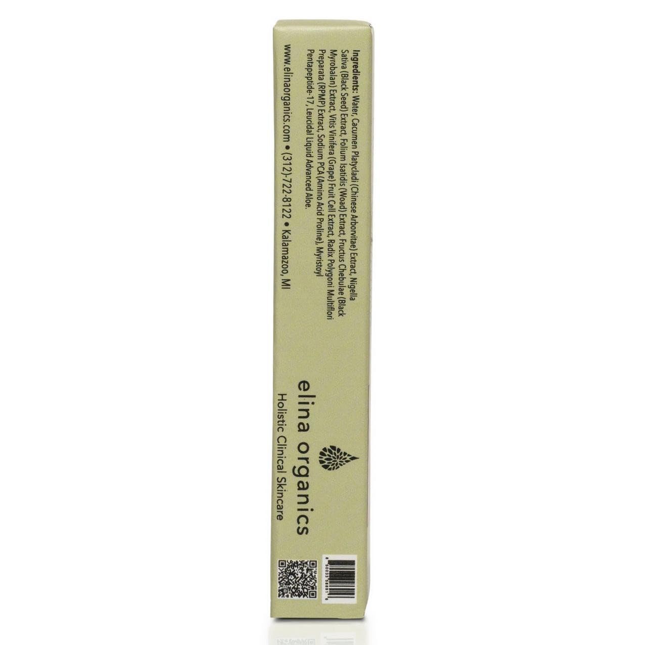 Elina Organics lash brow serum application area shows gentle line usage near eye contours