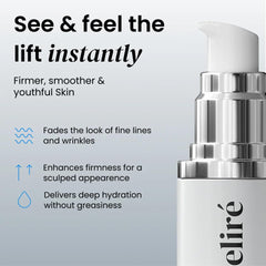 Eliré face application close-up demonstrates gentle tapping for instant absorption.