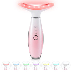 ELISHINE 7-Color Neck & Face Massager front view in pink for gentle facial activation