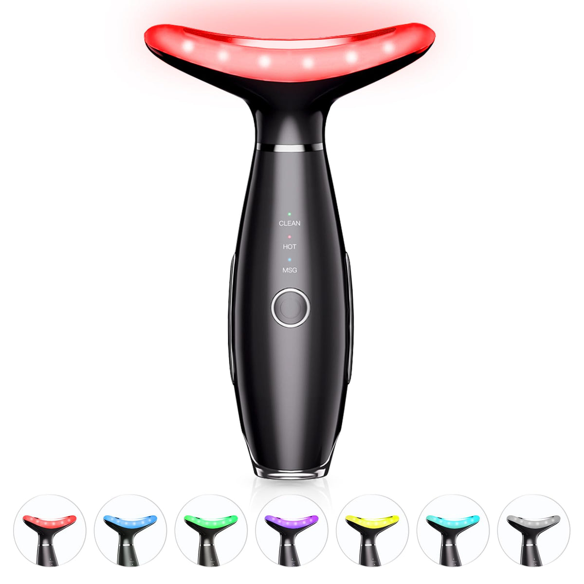ELISHINE 7-Color neck and face massager front view for convenient at-home facial care
