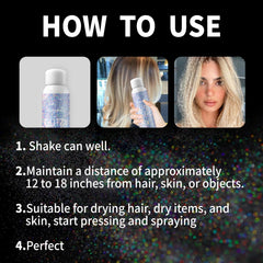 Elitles Made glitter spray closeup shows vibrant holographic silver glitter.