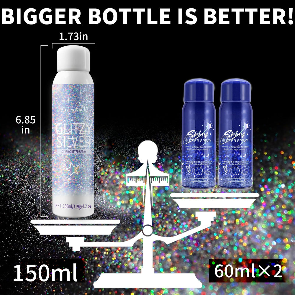 Elitles Made glitter spray designed for skin and hair use.