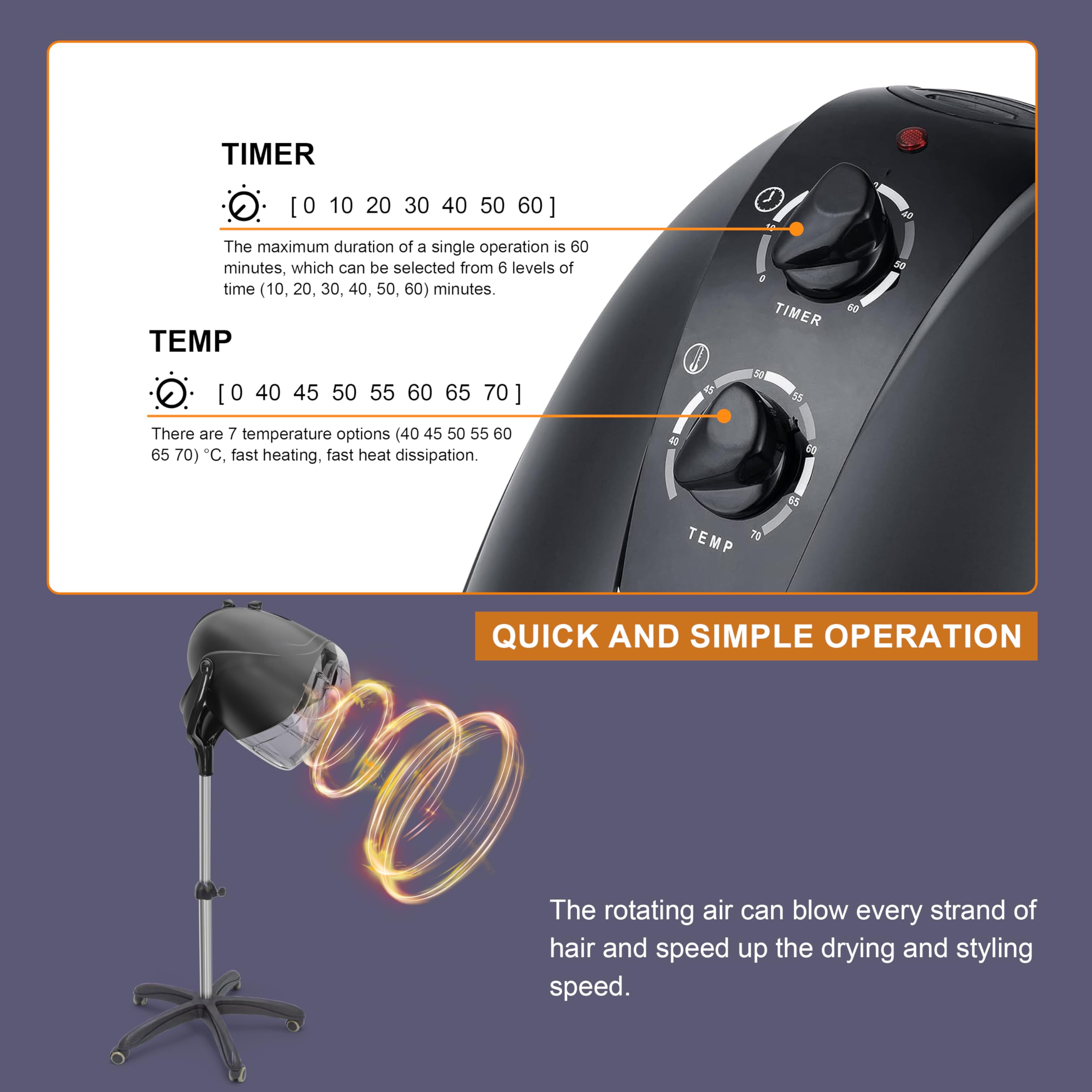 Elitzia ET194 control panel displays seven temperature settings for versatile styling.