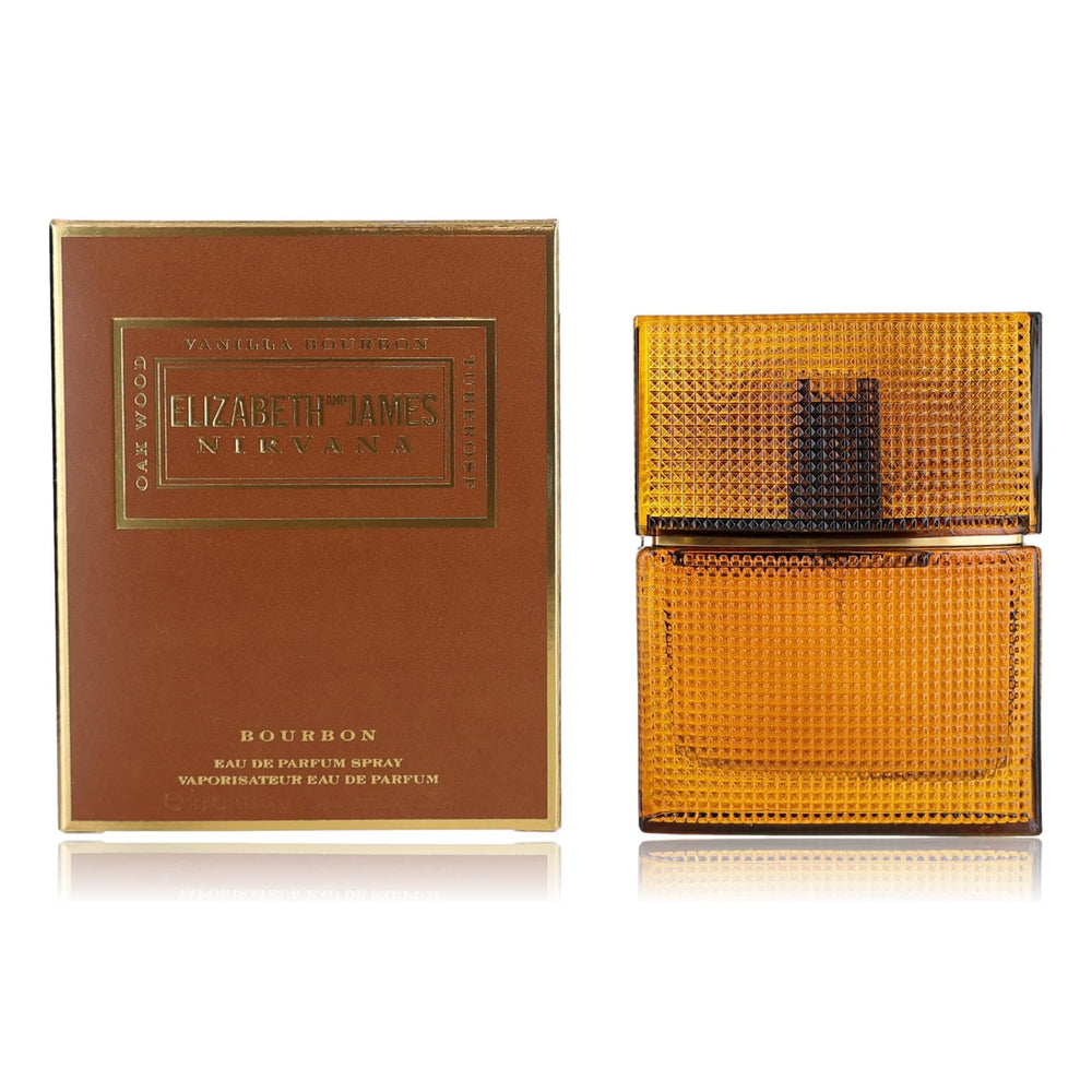 Elizabeth and James Nirvana Bourbon bottle front highlights warm vanilla and woody notes for evening wear.