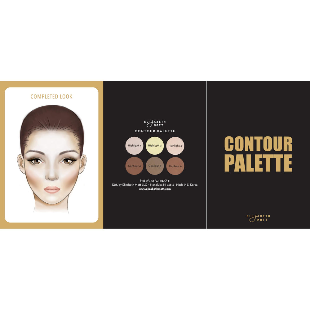 Contour shades from Elizabeth Mott define cheekbones, jawline, and nose with seamless blend