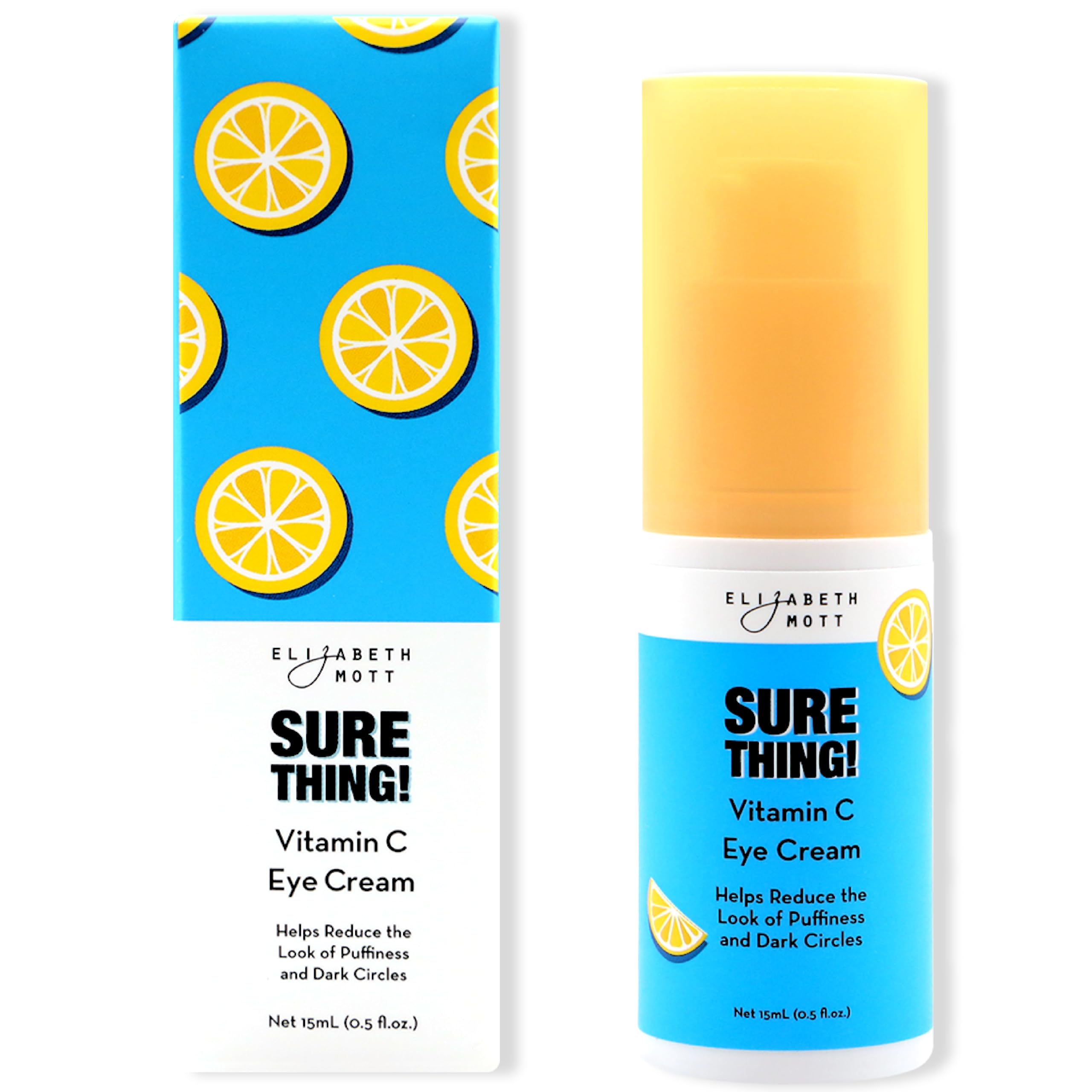 Elizabeth Mott Sure Thing Vitamin C Eye Cream bottle with pump for precise hydration