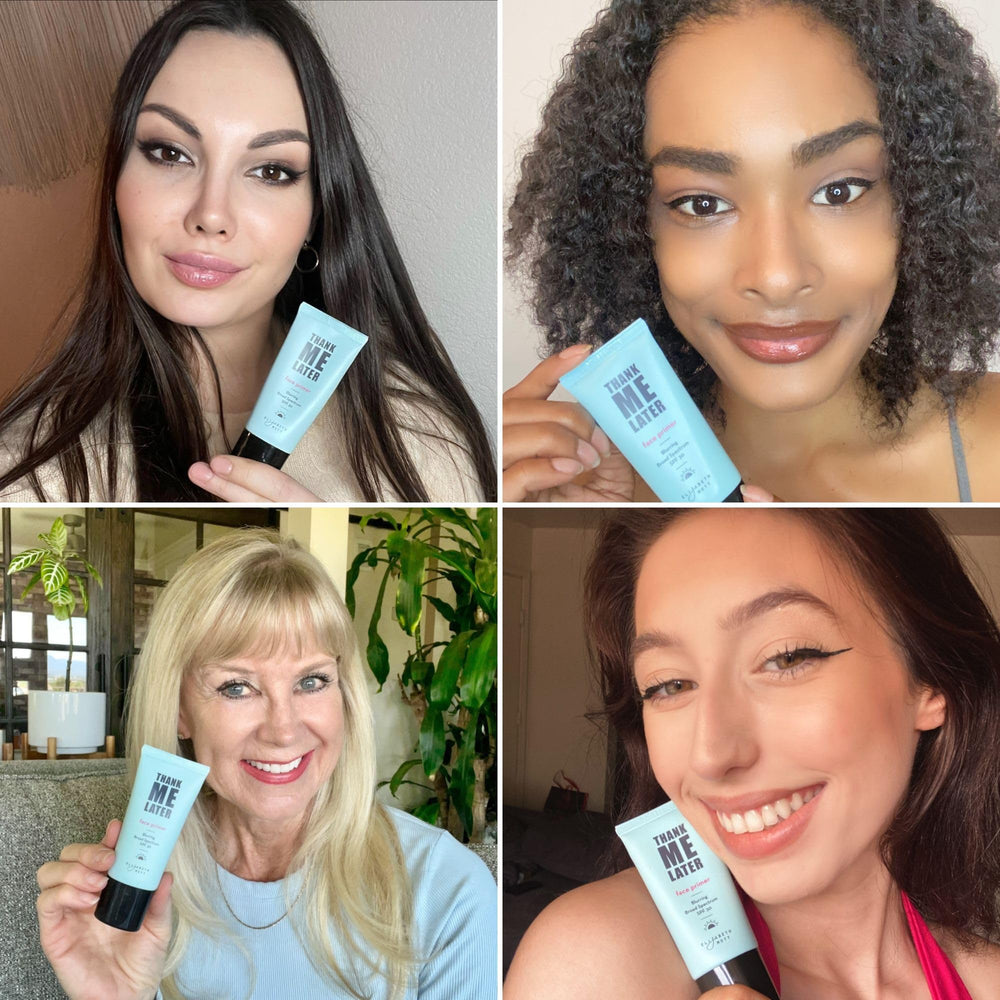 Elizabeth Mott Thank Me Later primer swatch demonstrates pore-blurring finish