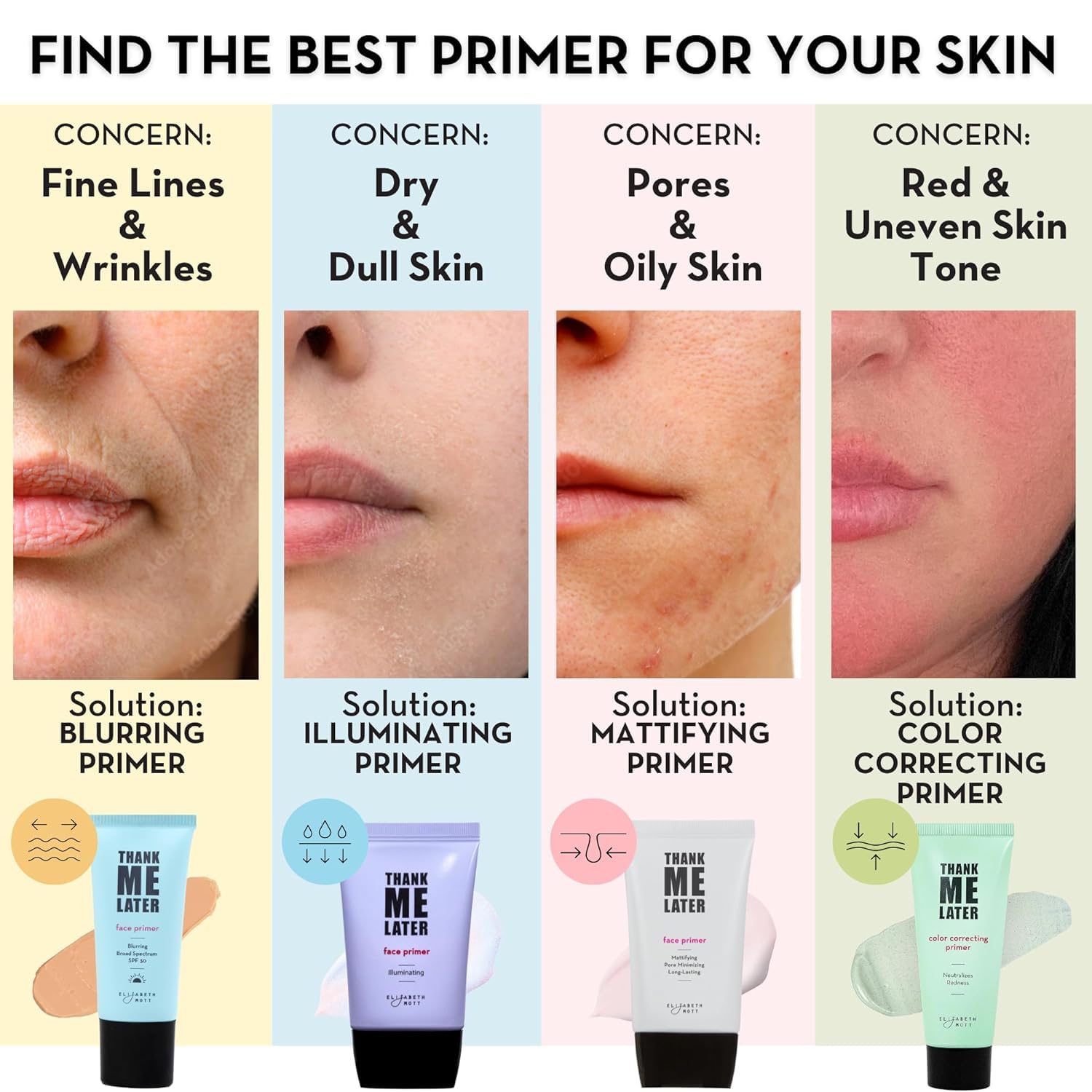 Elizabeth Mott Thank Me Later primer demi-matte finish on skin