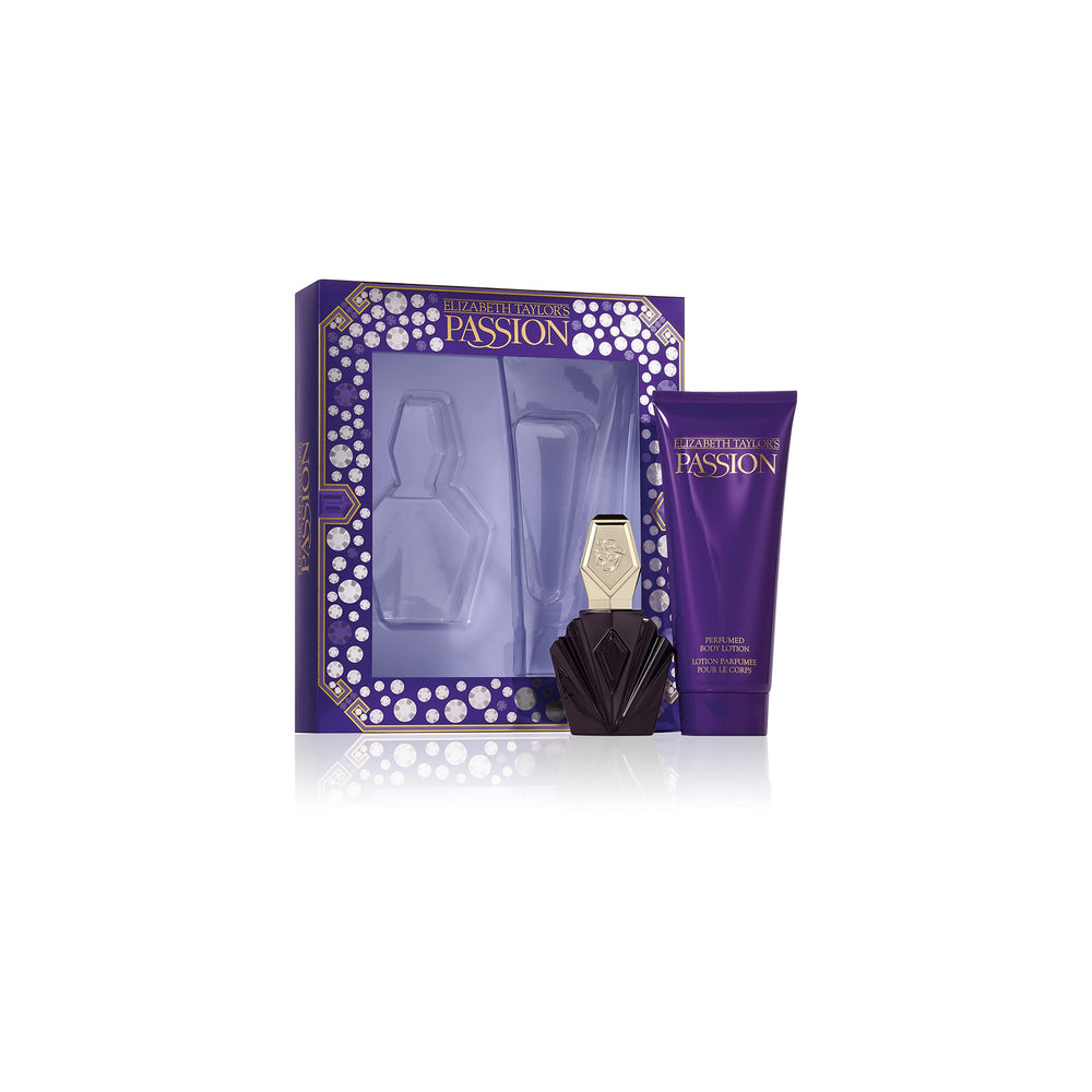 Elizabeth Taylor Passion body lotion bottle offering silky hydration for daily use.