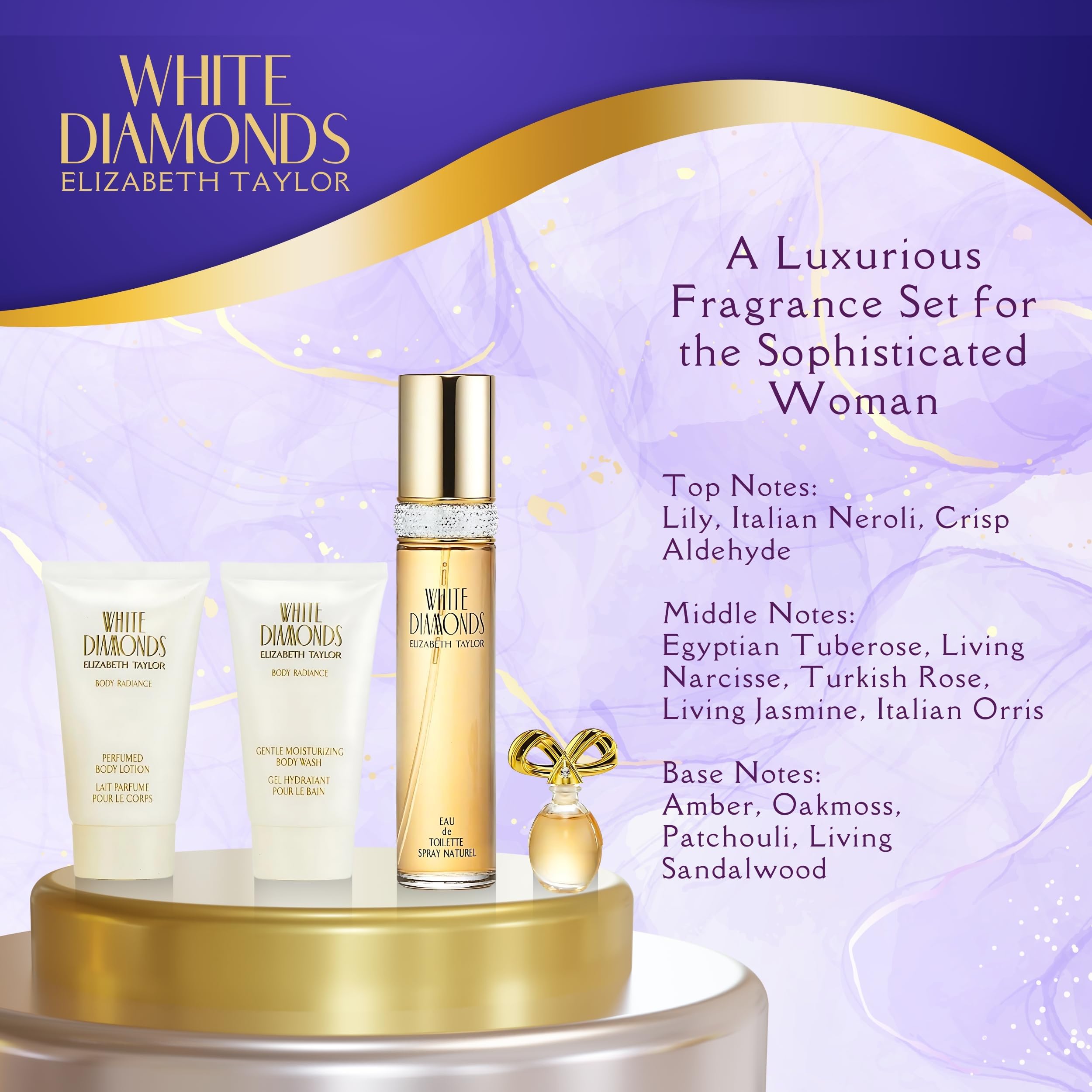 Elizabeth Taylor Signature Collection display featuring White Diamonds lineup