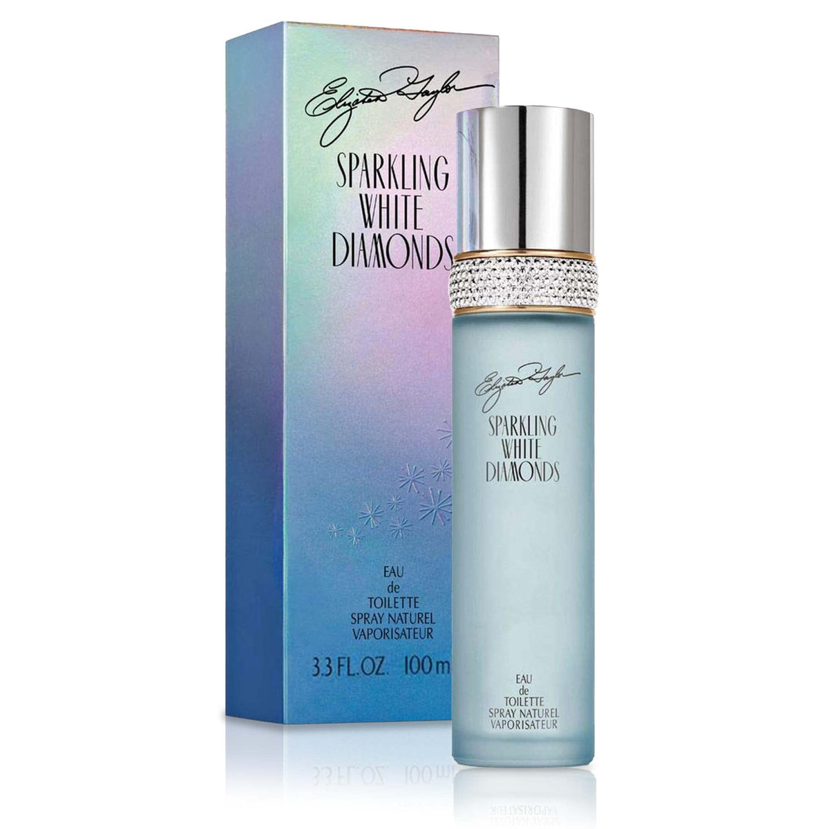 Elizabeth Taylor Sparkling White Diamonds bottle front view, ideal for romantic evenings.