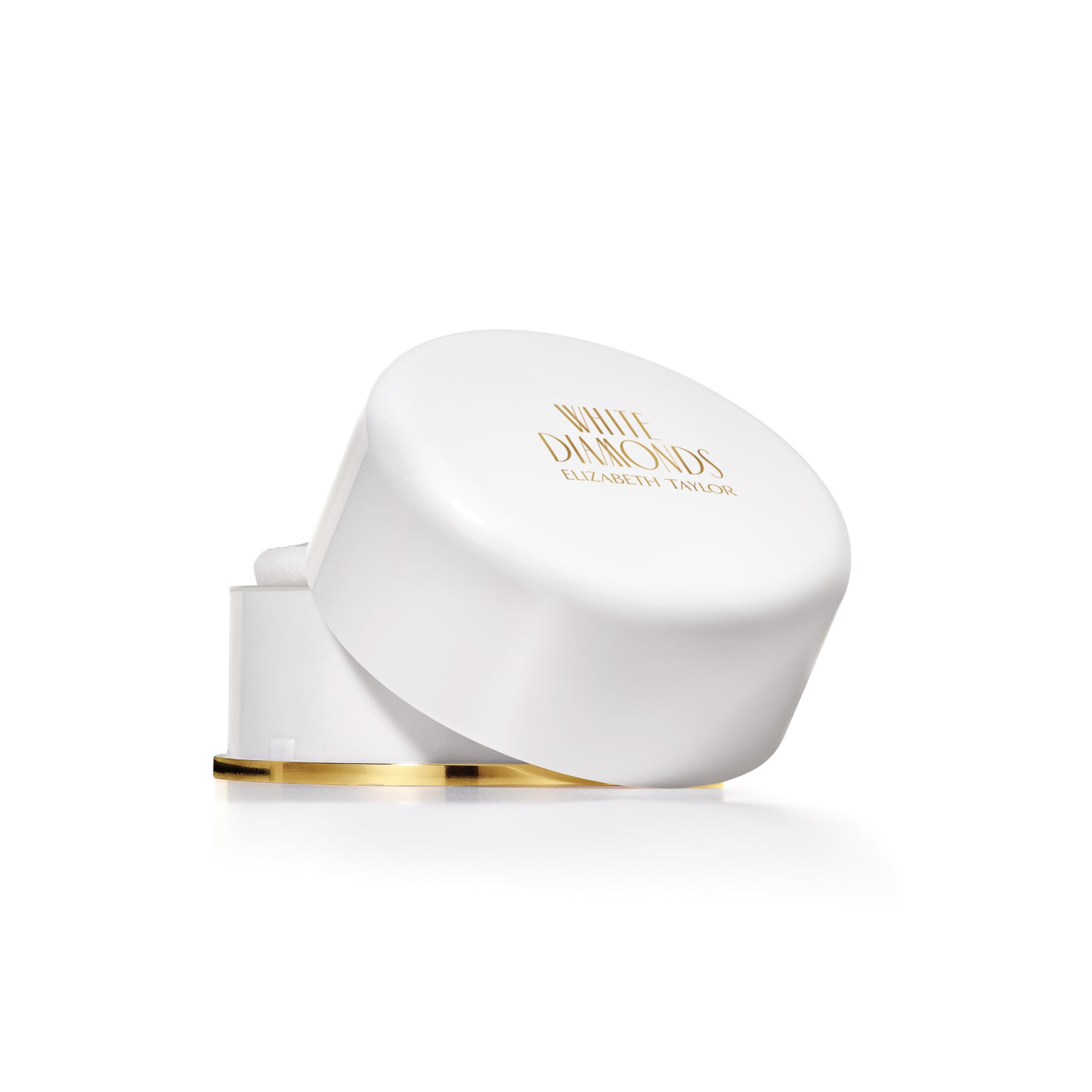 Elizabeth Taylor White Diamonds body powder packaging showcasing glamorous luxury for gifting.