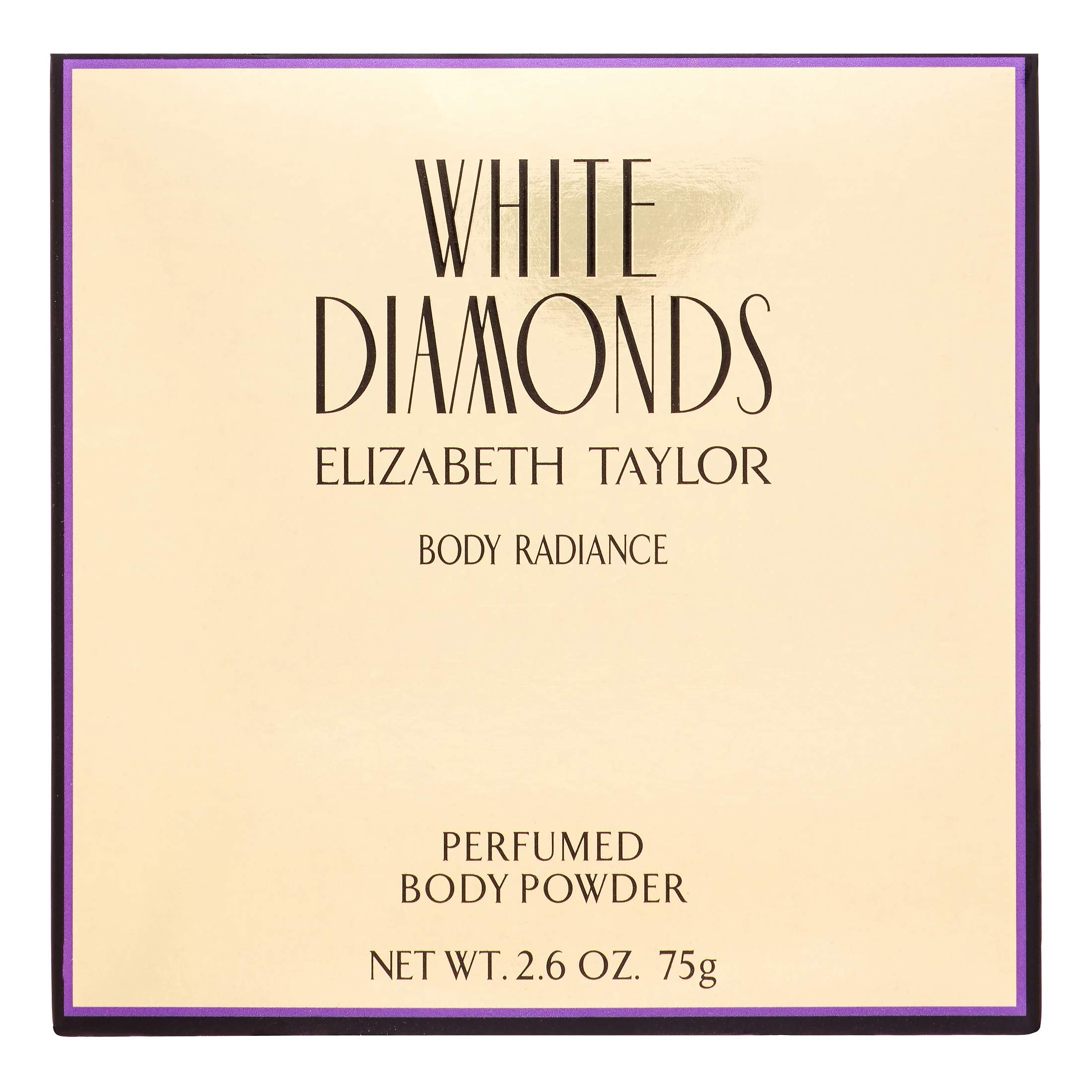 Elizabeth Taylor White Diamonds Body Radiance powder bottle for daily fragrance and silky skin.