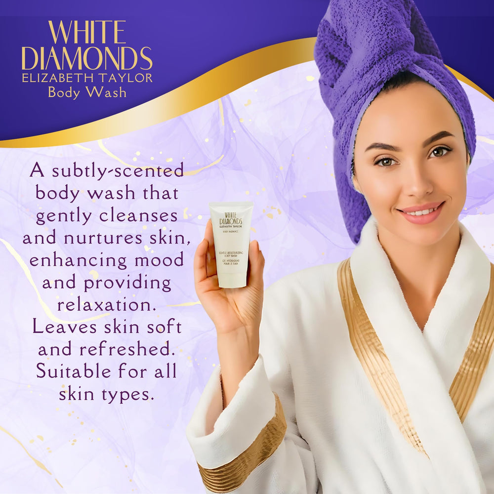 Elizabeth Taylor White Diamonds body wash offers a luxurious cleansing experience.