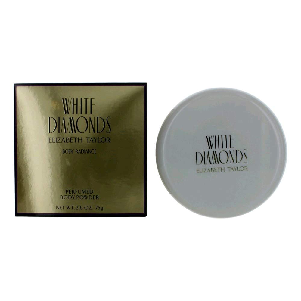 Elizabeth Taylor White Diamonds dusting powder jar for everyday use, light scent, and soft skin.