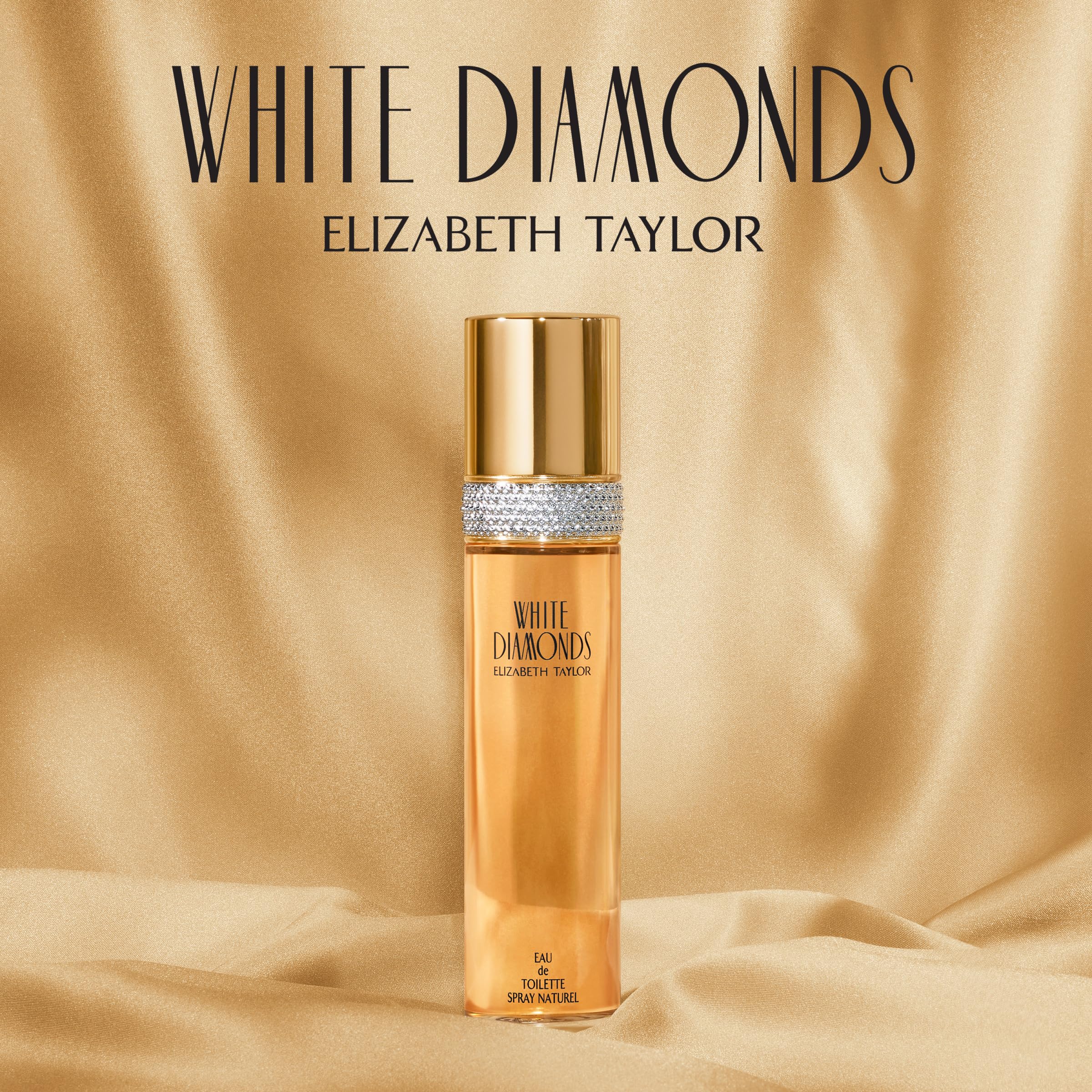 Close-up of Elizabeth Taylor White Diamonds EDT label