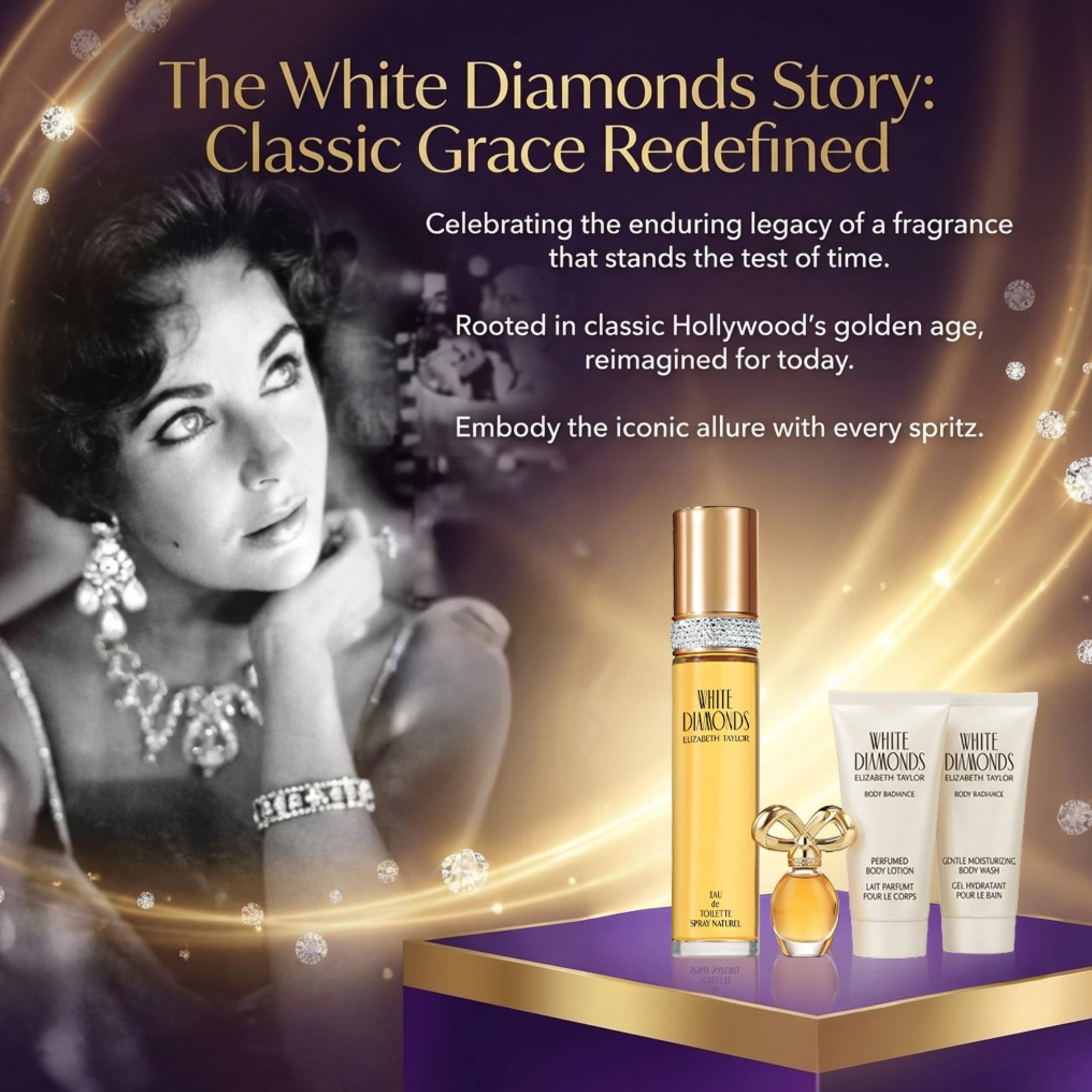 Elizabeth Taylor White Diamonds inner packaging, protective and stylish presentation.