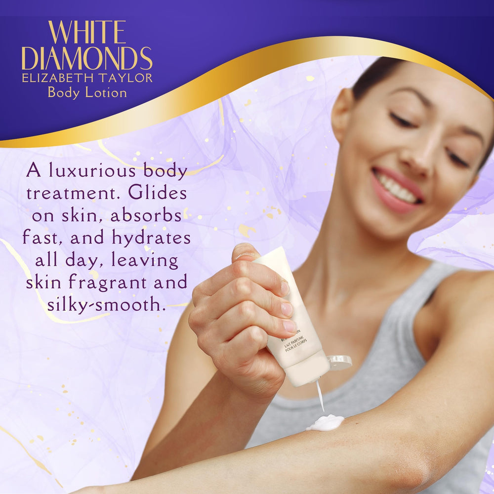 Elizabeth Taylor White Diamonds perfumed body lotion for silky skin and scent