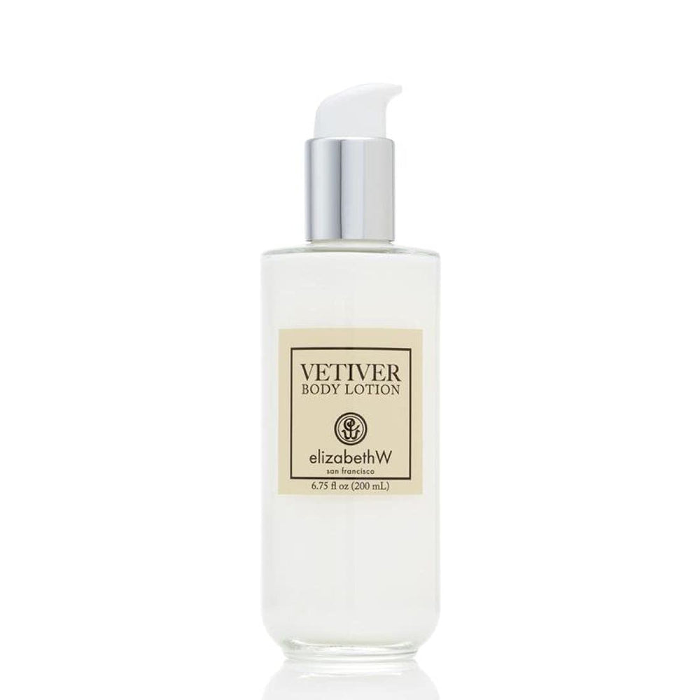 Elizabeth W Vetiver Body Lotion texture close-up highlighting vetiver warmth and citrus notes for daily use.