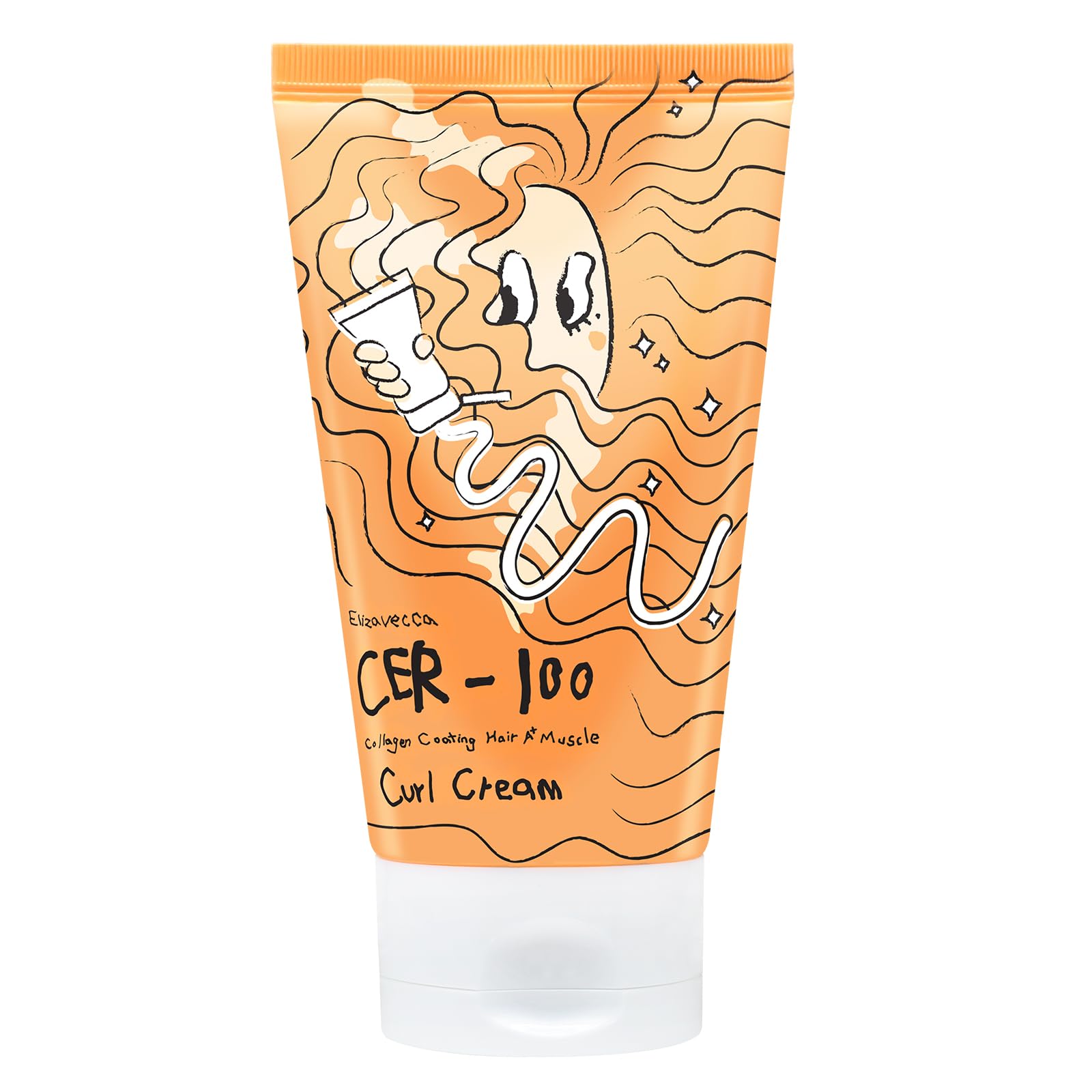 Elizavecca CER-100 collagen coating hair cream bottle for smooth, hydrated curls.