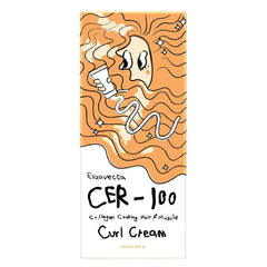 Elizavecca CER-100 curl cream on hair strands delivers moisture and shine.