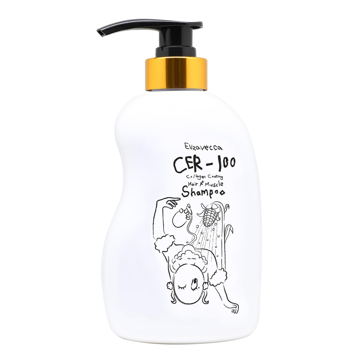 Elizavecca CER-100 shampoo bottle front with collagen formula for nourished hair