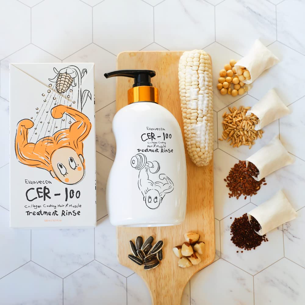 Elizavecca Collagen Coating Hair Treatment closeup shows glossy, hydrated hair