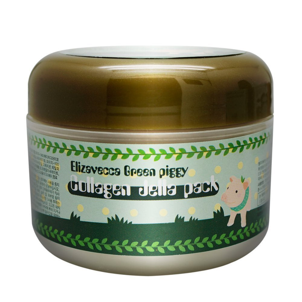 Elizavecca Green Piggy 50 percent Collagen Cream texture close up on fingertips
