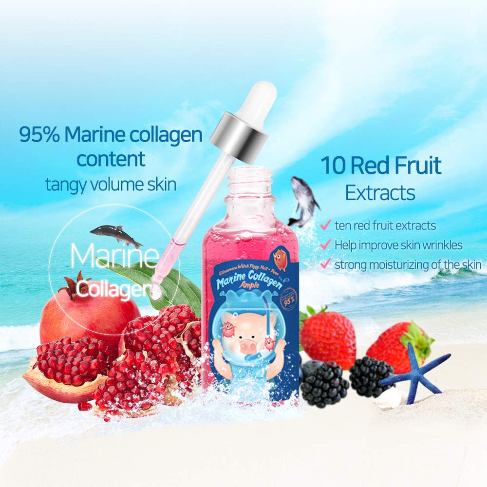 Elizavecca Marine Collagen Ample packaging with fruit extracts hints refreshing care.
